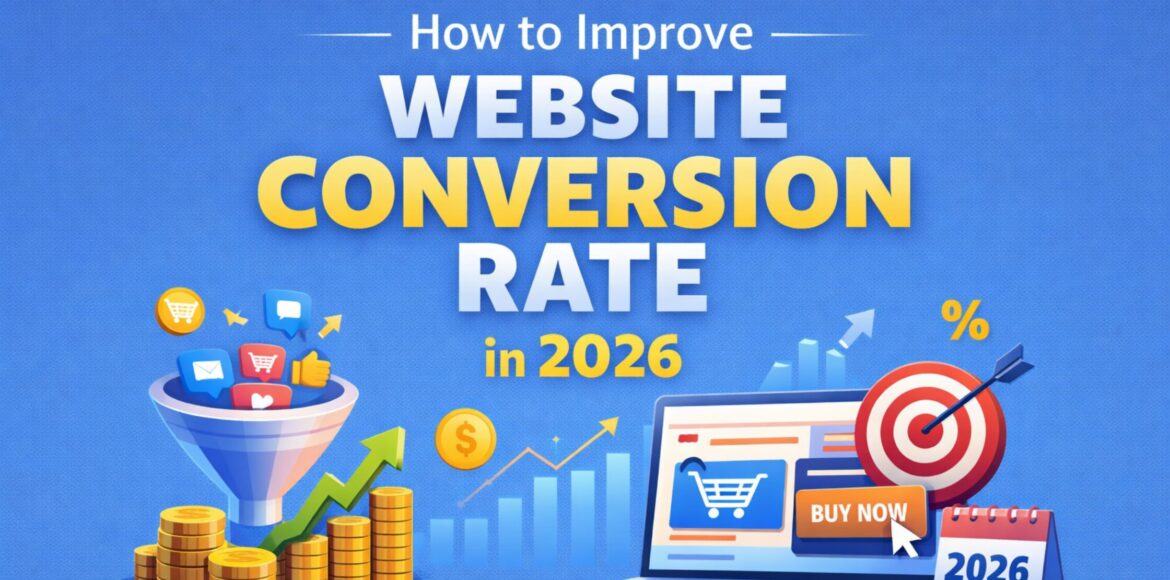 How to Improve Website Conversion Rate in 2026 Website conversion rate optimization strategies in 2026 with funnel, analytics, and growth elements
