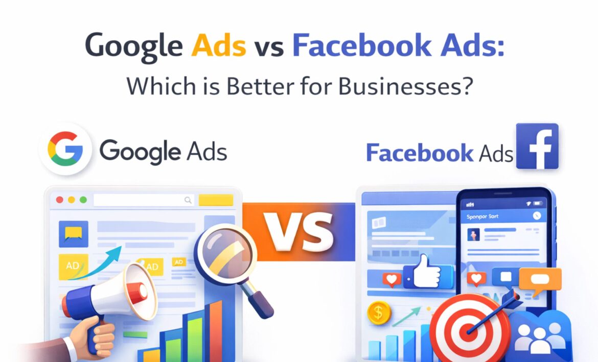 Google Ads vs Facebook Ads comparison for business marketing strategy