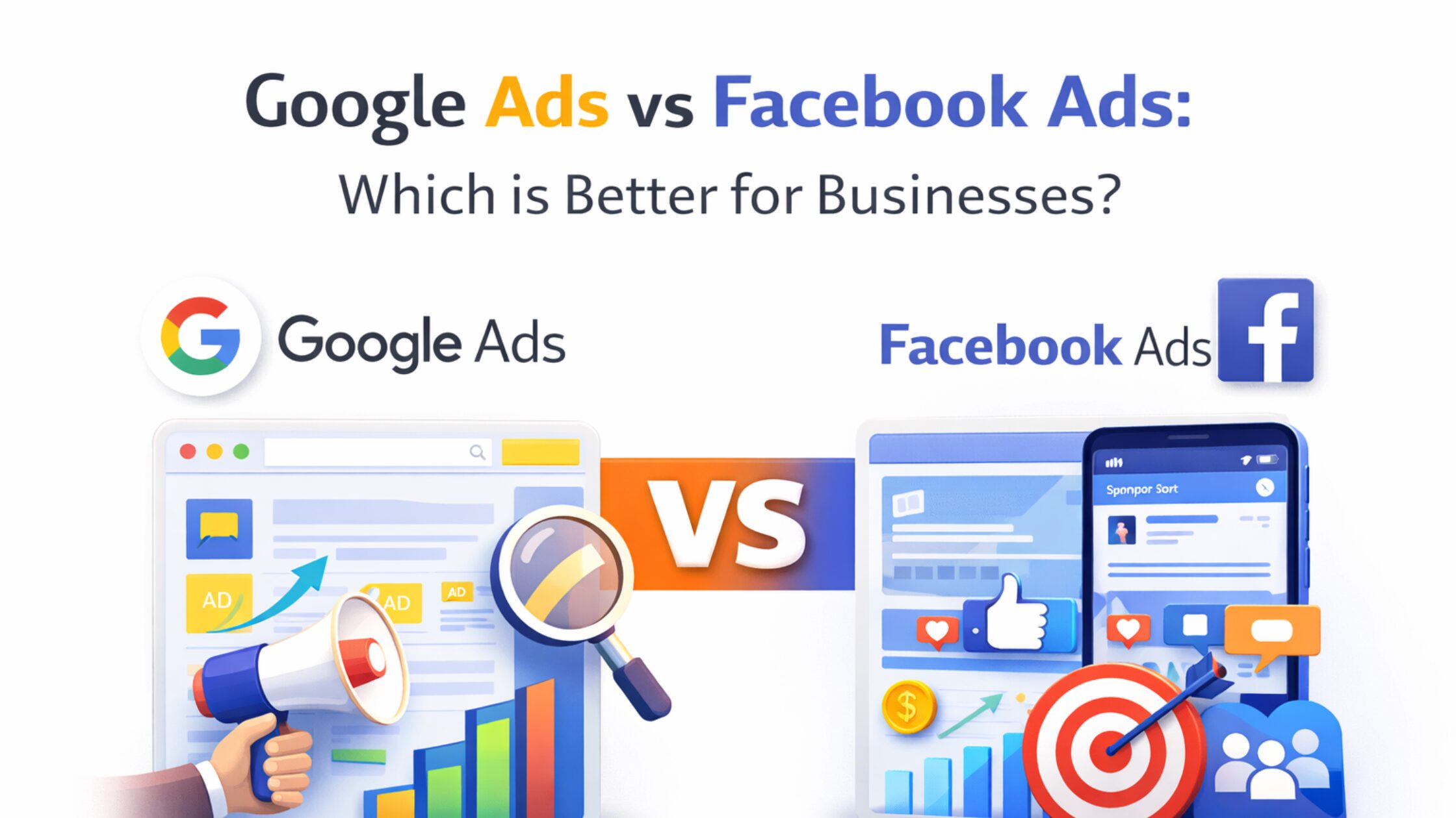 Google Ads vs Facebook Ads comparison for business marketing strategy