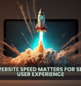 website speed optimization illustration showing fast loading website improving SEO and user experience
