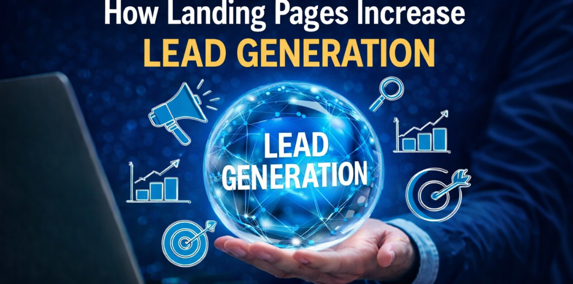 landing pages for lead generation concept with digital marketing illustration