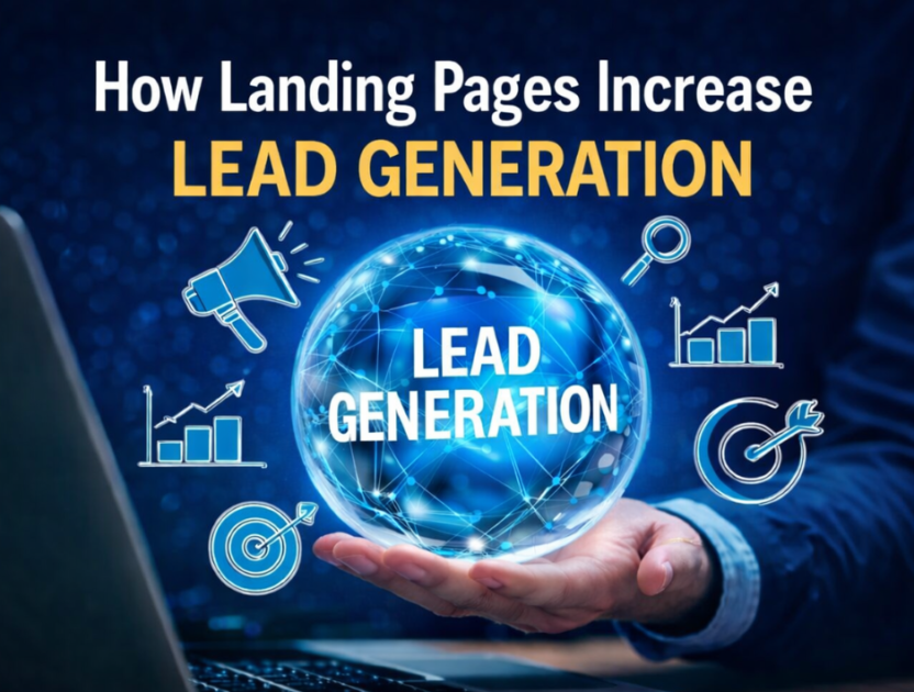 landing pages for lead generation concept with digital marketing illustration
