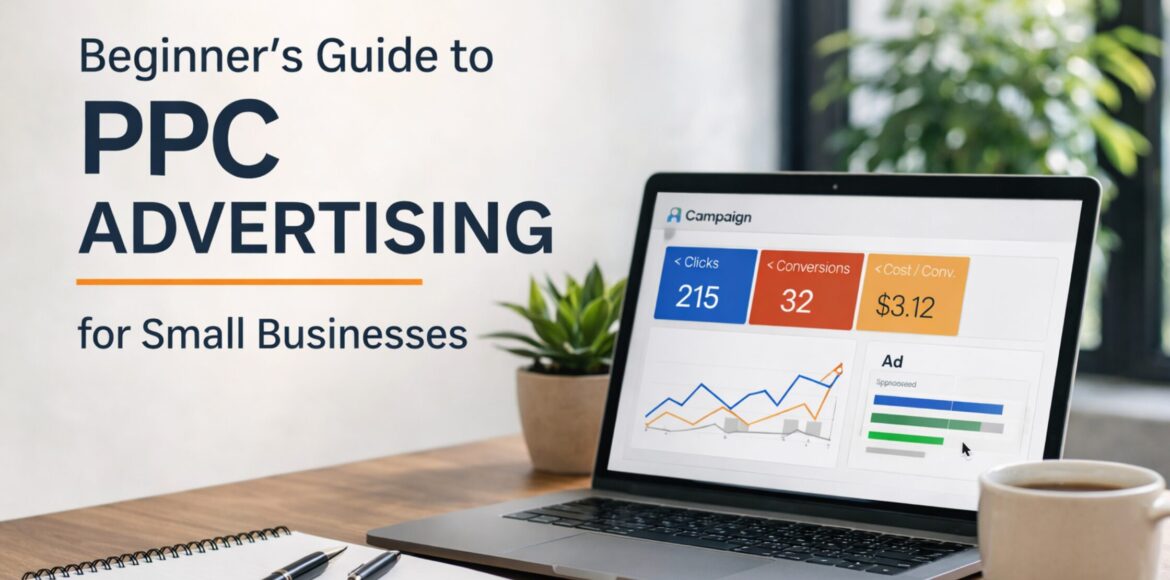 Beginner’s guide to PPC advertising for small businesses in Bangalore showing Google Ads strategy and paid marketing concept