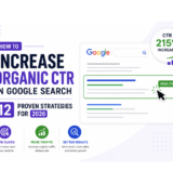How to Increase Organic CTR in Google Search (2026 Guide) Illustration showing strategies to increase organic CTR in Google Search with SEO optimization, Google search results, and traffic growth elements.