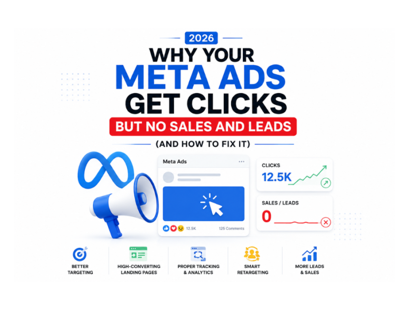 Why Your Meta Ads Get Clicks But No Sales & Leads (2026) Why Your Meta Ads Get Clicks But No Sales And Leads in 2026 guide illustration
