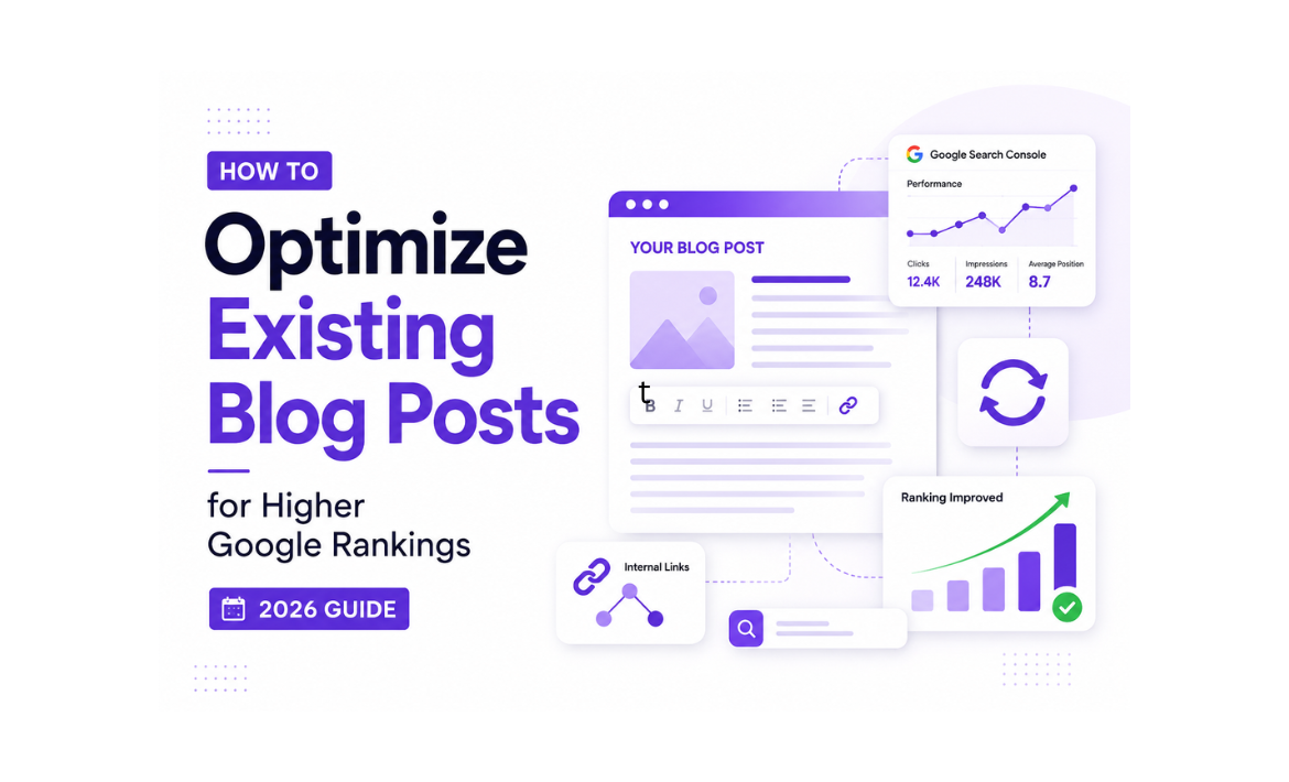 Optimize Existing Blog Posts for Higher Google Rankings – 2026 Guide How to optimize existing blog posts for higher Google rankings using SEO best practices in 2026