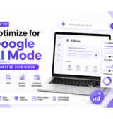 Google AI Mode 2026 guide illustration showing AI-powered search optimization, SEO strategy, and Google search results.