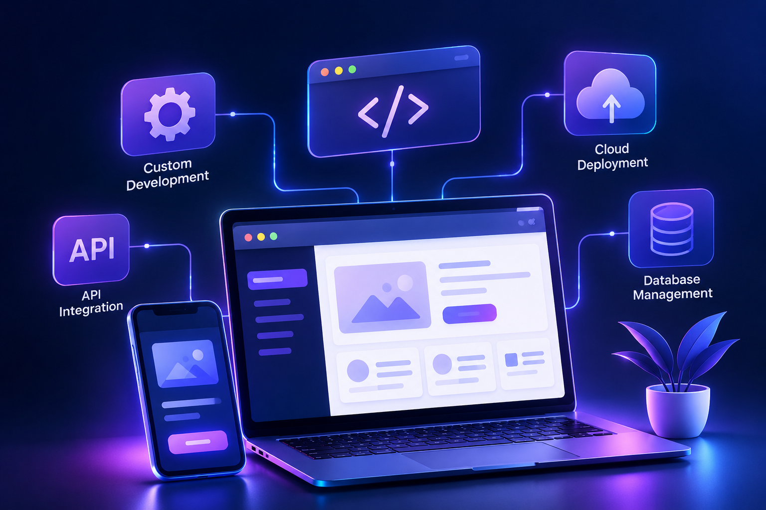 Web application development dashboard and coding workspace.
